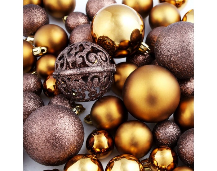 Sonata Комплект коледни топки от 100 части, 6 см, кафяво/бронз/злато -