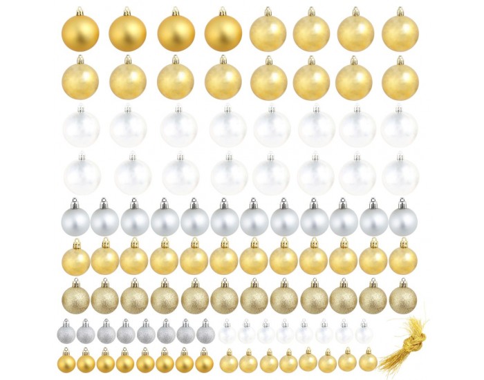 Sonata Комплект коледни топки от 100 части, 6 см, сребро/злато -