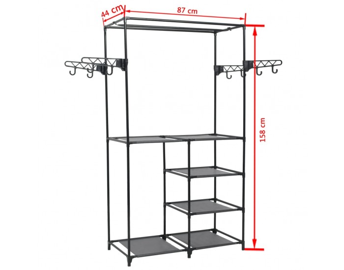 Sonata Стойка за дрехи, метал и нетъкан текстил, 87x44x158 см, черна -