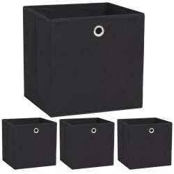 Sonata Кутии за съхранение, 4 бр, нетъкан текстил, 32x32x32 см, черни - Шкафове за обувки