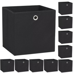 Sonata Кутии за съхранение, 10 бр, нетъкан текстил, 32x32x32 см, черни - Антре