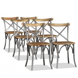 Sonata Трапезни столове, 6 бр, манго масив, кръстосан гръб стомана - Трапезни столове