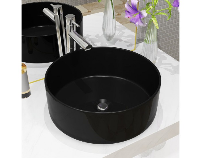 Sonata Керамична мивка, кръгла, черна, 40x15 см -