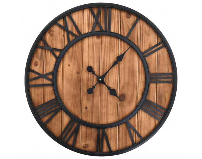 Sonata Винтидж стенен кварцов часовник, дърво и метал, 60 см, XXL -