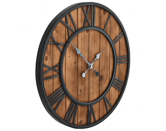 Sonata Винтидж стенен кварцов часовник, дърво и метал, 60 см, XXL -