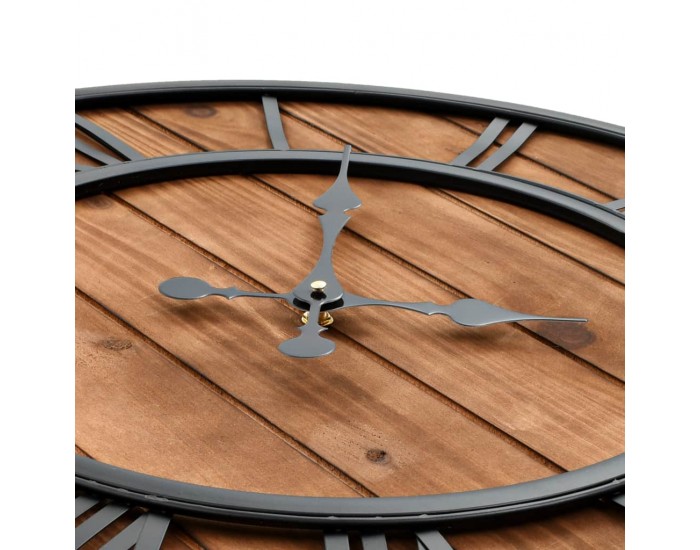 Sonata Винтидж стенен кварцов часовник, дърво и метал, 60 см, XXL -