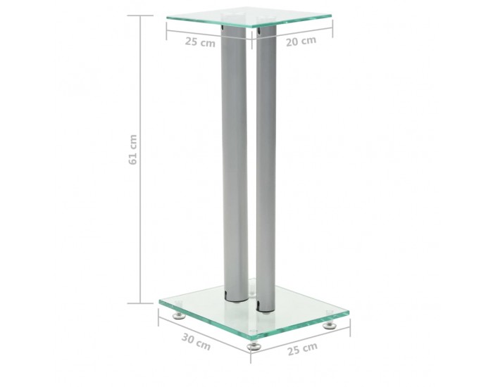 Sonata Стойки за тонколони, 2 бр, 2 колони, закалено стъкло, сребристи -