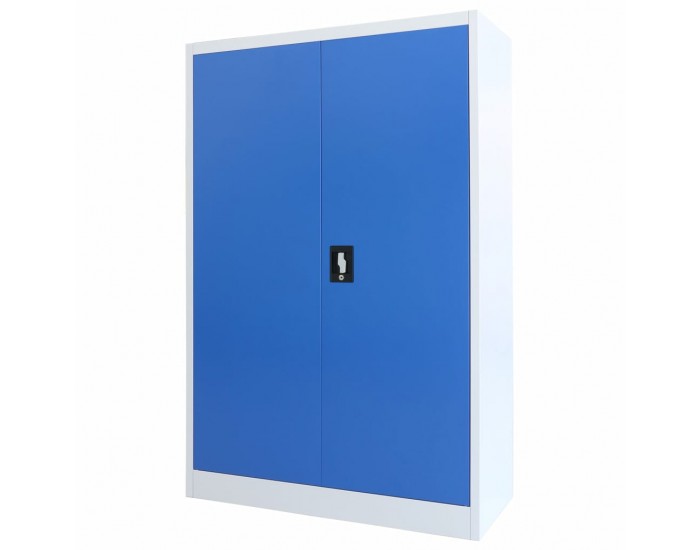 Sonata Метален офис шкаф, 90x40x140 см, сиво и синьо -