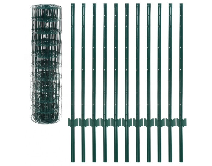 Sonata Комплект оградна мрежа, 20x1 м, стомана, зелен -