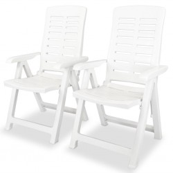 Sonata Градински столове, регулируеми, 2 бр, пластмаса, бели - Градински столове