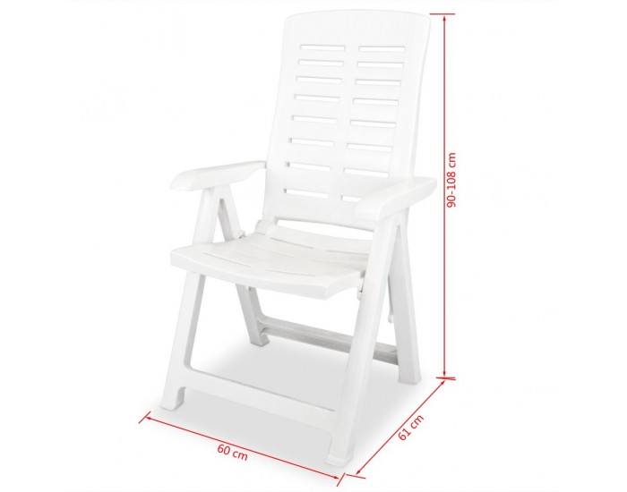 Sonata Градински столове, регулируеми, 2 бр, пластмаса, бели -