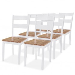 Sonata Трапезни столове, 6 бр, каучукова дървесина, бели - Трапезни столове