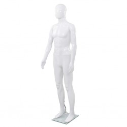 Sonata Мъжки манекен в цял ръст, стъклена основа, бял гланц, 185 см - Офис
