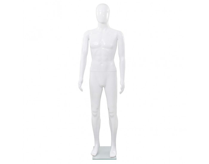 Sonata Мъжки манекен в цял ръст, стъклена основа, бял гланц, 185 см -