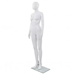 Sonata Женски манекен в цял ръст, стъклена основа, бял гланц, 175 см - Офис