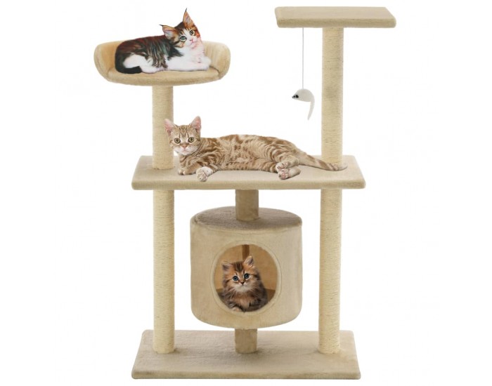 Sonata Котешко дърво със сизалени стълбове, 95 см, бежово -