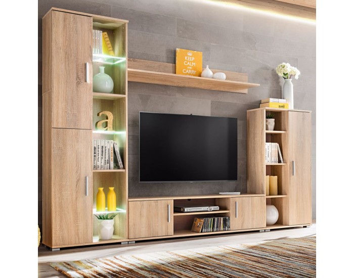 Sonata ТВ секция с LED осветление, дъб сонома - Sonata ТВ секция с LED осветление, дъб сонома -