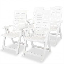 Sonata Накланящи се градински столове, 4 бр, пластмаса, бели - Градински столове