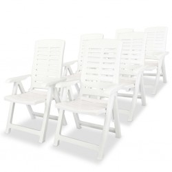 Sonata Накланящи се градински столове, 6 бр, пластмаса, бели - Градински столове