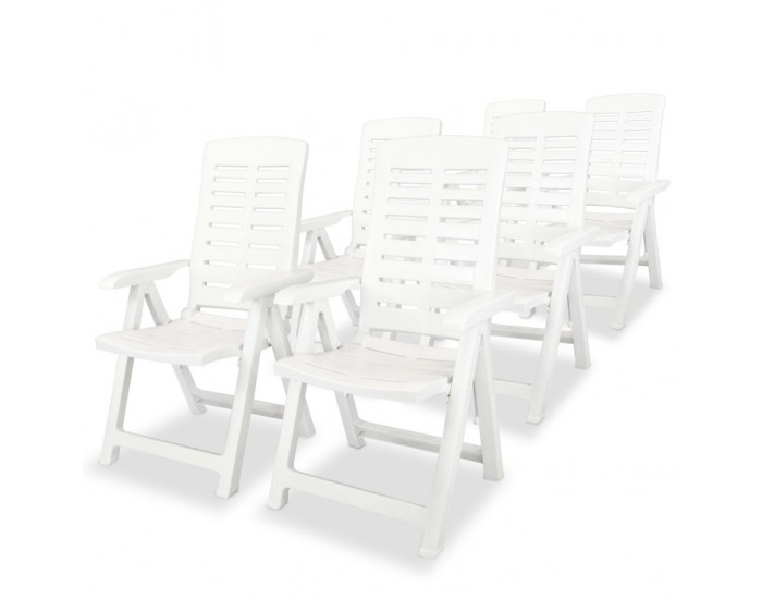 Sonata Накланящи се градински столове, 6 бр, пластмаса, бели -
