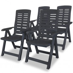 Sonata Накланящи се градински столове, 4 бр, пластмаса, антрацит - Градински столове