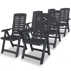 Sonata Накланящи се градински столове, 6 бр, пластмаса, антрацит - Градински столове