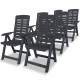 Sonata Накланящи се градински столове, 6 бр, пластмаса, антрацит -