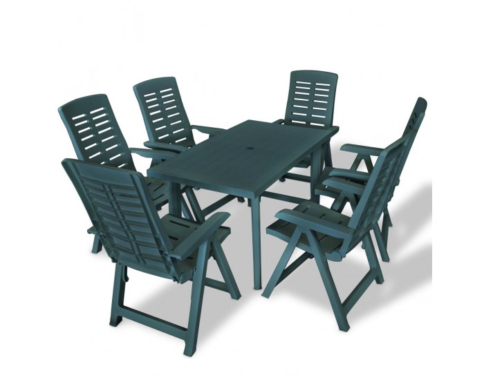 Sonata Градински трапезен комплект, 7 части, пластмаса, зелен - Sonata Градински трапезен комплект, 7 части, пластмаса, зелен -