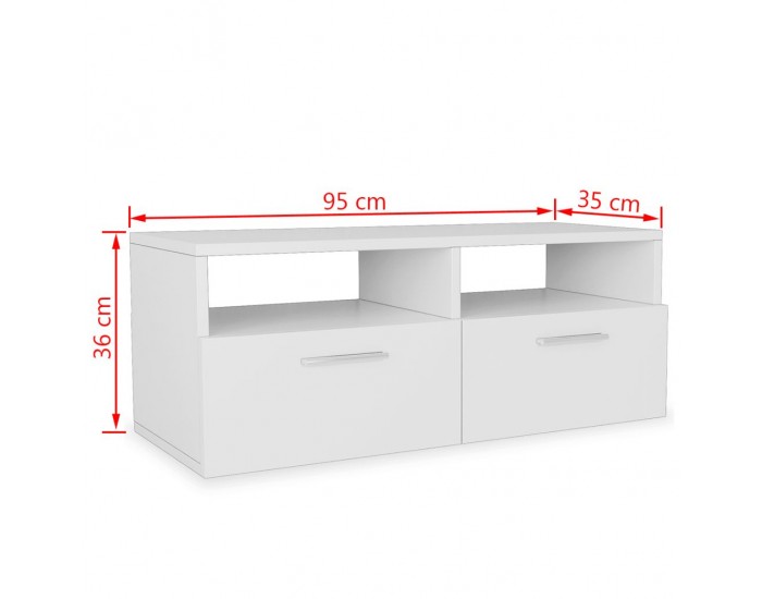 Sonata ТВ шкафове, 2 бр, ПДЧ, 95x35x36 см, бели -