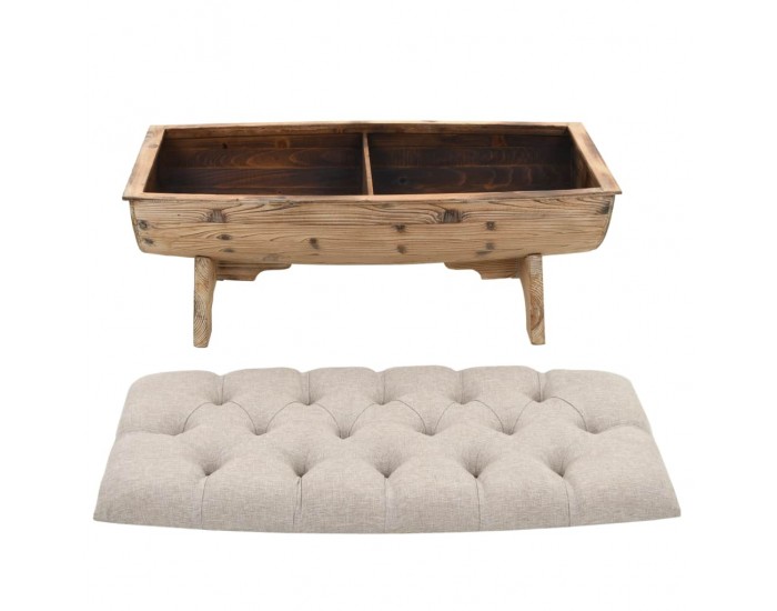 Sonata Пейка за съхранение, дървен масив и плат, 103x51x44 см -