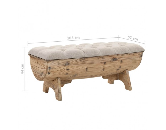 Sonata Пейка за съхранение, дървен масив и плат, 103x51x44 см -