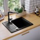 Sonata Гранитна кухненска мивка с едно корито, черна -