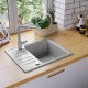 Sonata Гранитна кухненска мивка с едно корито, сива -