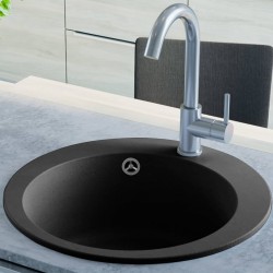 Sonata Гранитна кухненска мивка с едно корито, кръгла, черна - Мивки