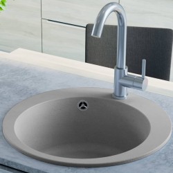 Sonata Гранитна кухненска мивка с едно корито, кръгла, сива - Мивки