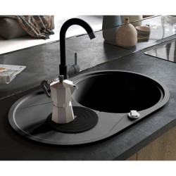 Sonata Гранитна кухненска мивка с едно корито, овална, черна - Мивки