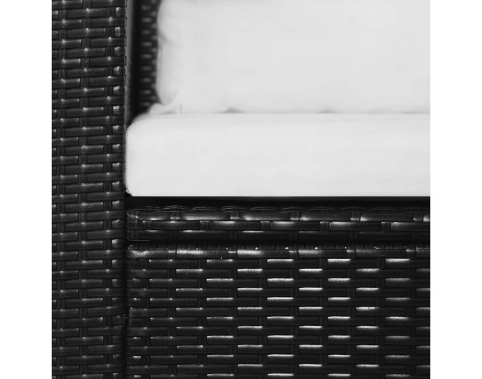 Sonata Градински комплект с възглавници, 3 части, черен полиратан -
