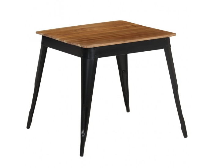 Sonata H Трапезна маса, акациево дърво масив и стомана, 75x75x76 cм