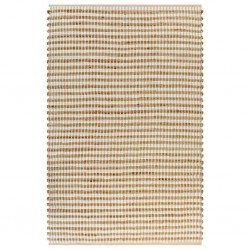 Sonata Ръчно тъкан килим от юта, текстил, 120x180 см, естествен и бял - Килими и Подови настилки