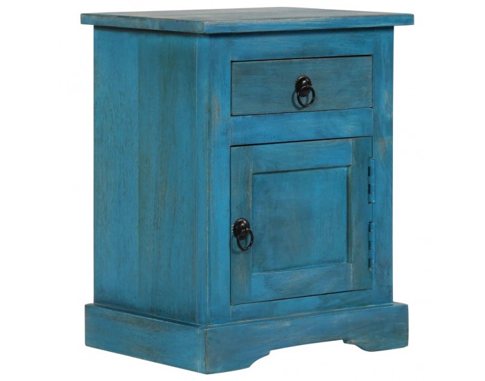 Sonata Нощно шкафче, мангово дърво масив, 40х30х50 см, синьо -