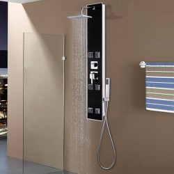 Sonata Душ панел, стъклен, 18x42,1x120 см, черен - Продукти за баня и WC