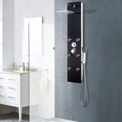 Sonata Душ панел, стъклен, 25x44,6x130 см, черен - Продукти за баня и WC