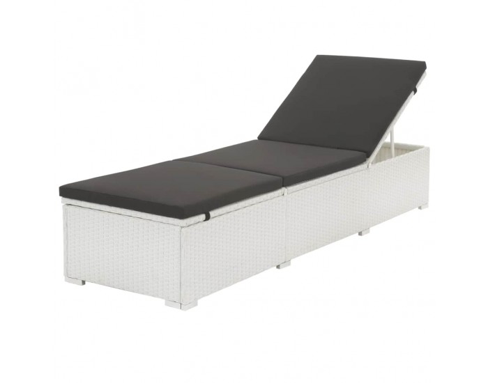 Sonata Шезлонг с шалте, полиратан, бял -