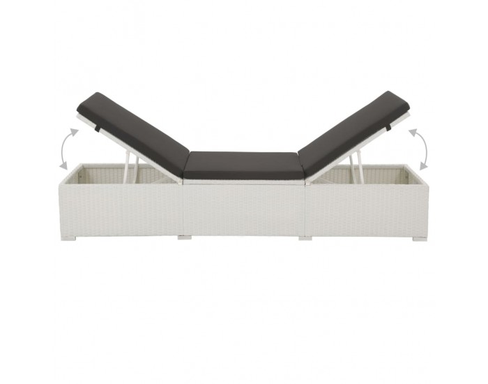 Sonata Шезлонг с шалте, полиратан, бял -