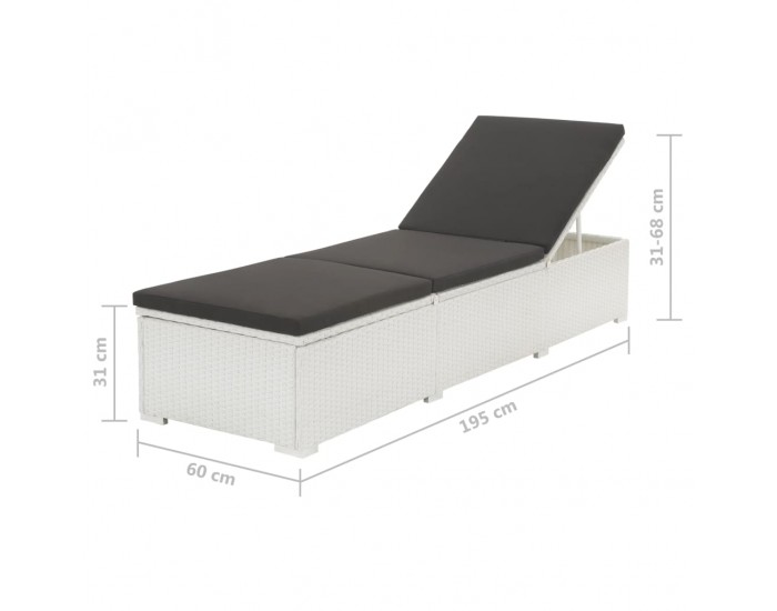 Sonata Шезлонг с шалте, полиратан, бял -