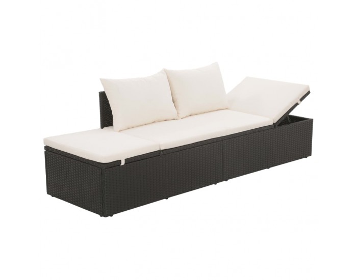 Sonata Градинско легло, черно, 195x60 см, полиратан -