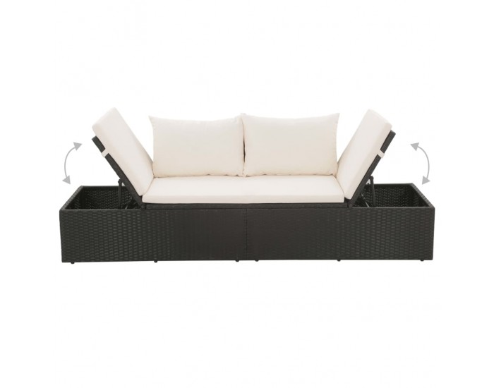Sonata Градинско легло, черно, 195x60 см, полиратан -