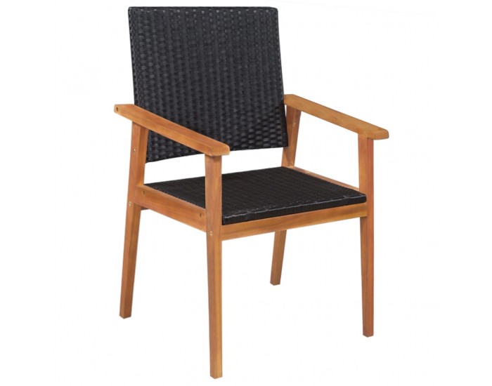 Sonata Градински трапезен комплект, 5 части, полиратан, черно-кафяв -