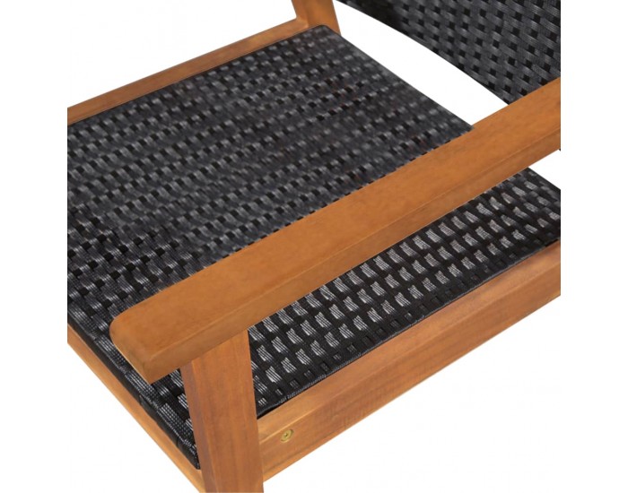 Sonata Градински трапезен комплект, 5 части, полиратан, черно-кафяв -