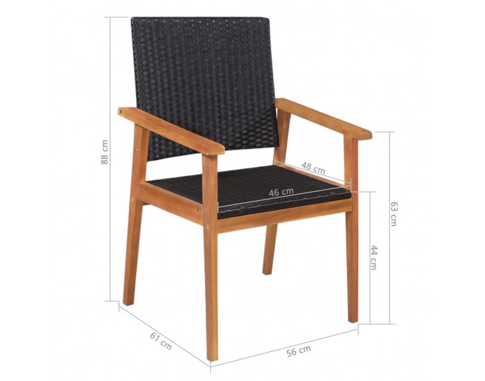 Sonata Градински трапезен комплект, 5 части, полиратан, черно-кафяв -